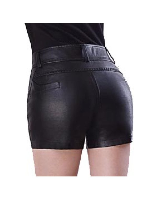 HugMe.fashion Solid Black Color Short in Sheep Leather SH9